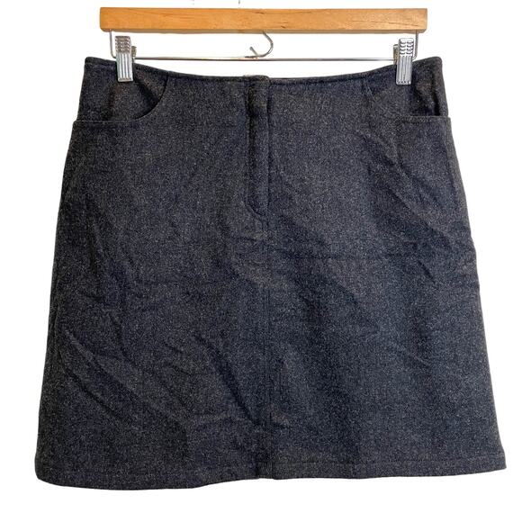 American Eagle Wool Blend Mini Skirt Sz 8 Dark Gray Lined Pockets EUC - Picture 1 of 9